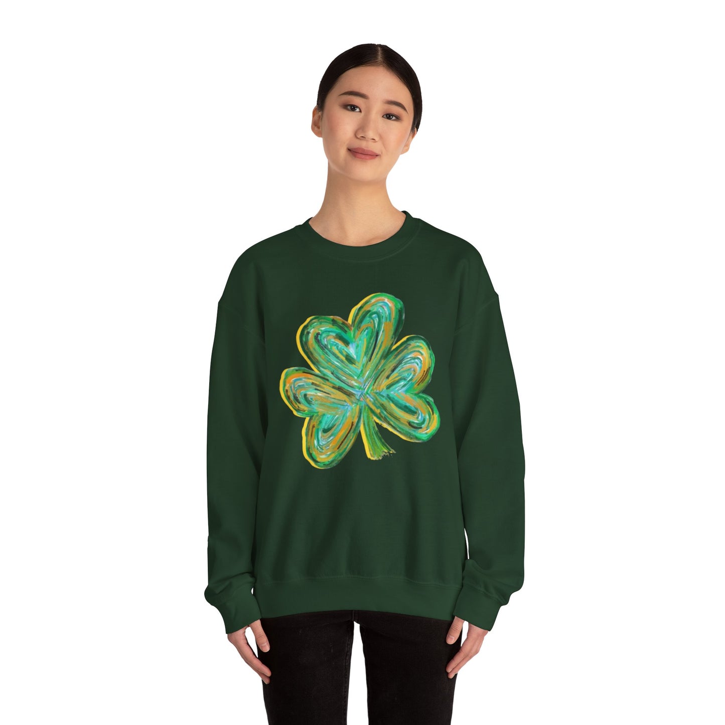 Cute St Patricks Four Leaf Clover Sweatshirt, Watercolor St Patricks ,Gift For St Patricks