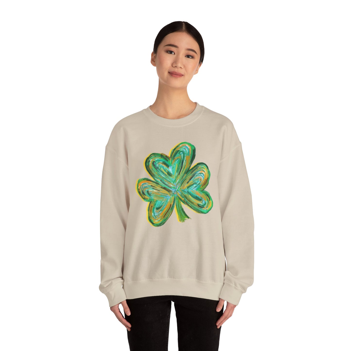 Cute St Patricks Four Leaf Clover Sweatshirt, Watercolor St Patricks ,Gift For St Patricks