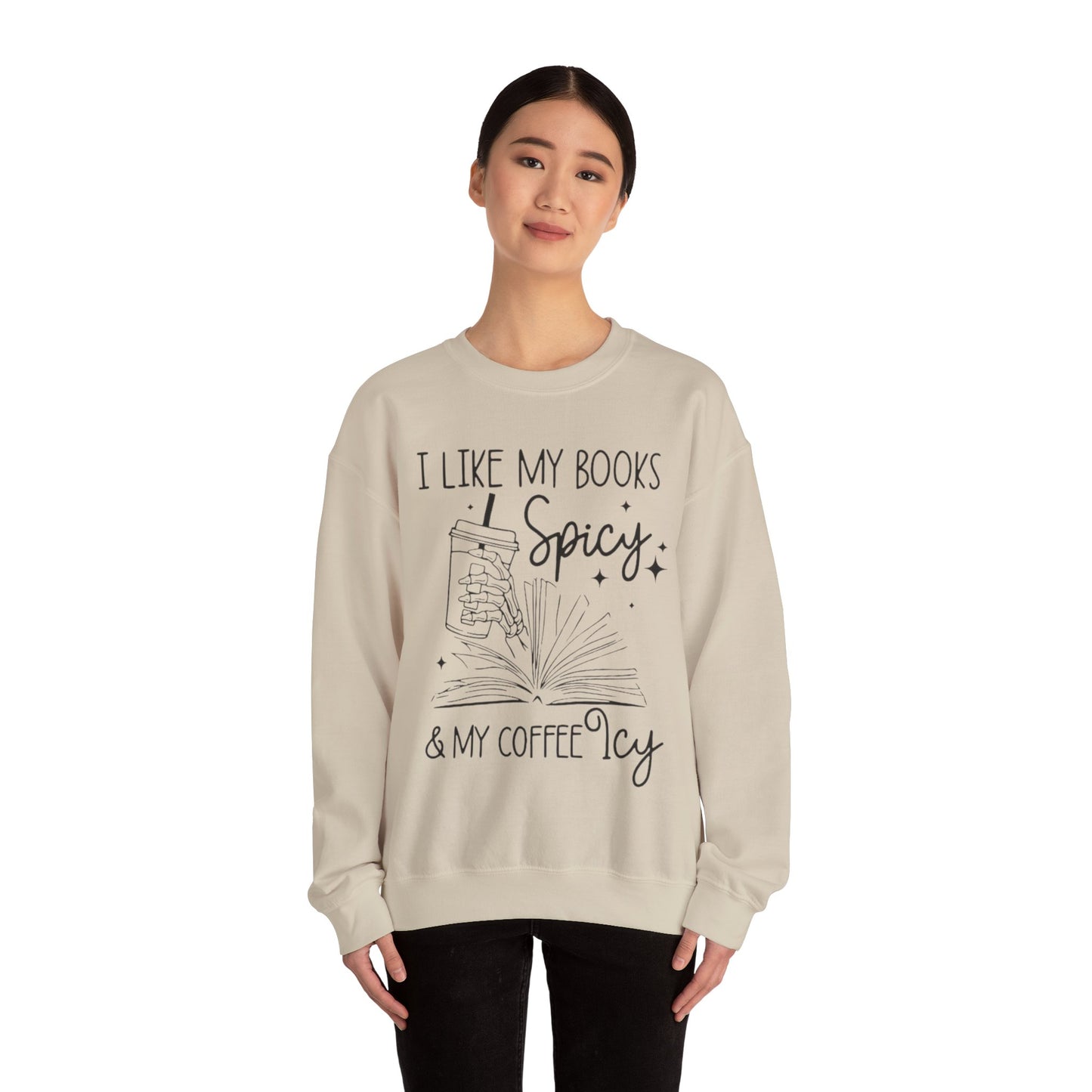 I Like My Books Spicy, My Coffee Icy Sweatshirt, Spicy Books Sweater, Skeleton Hand, Iced Coffee Sweat, Smut Lovers Gift, Book Lover Gift