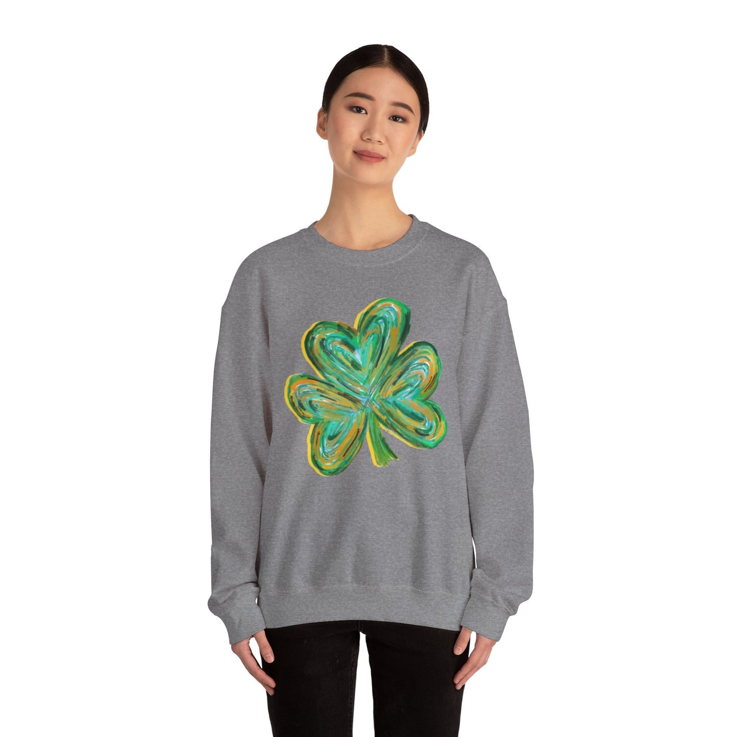 Cute St Patricks Four Leaf Clover Sweatshirt, Watercolor St Patricks ,Gift For St Patricks