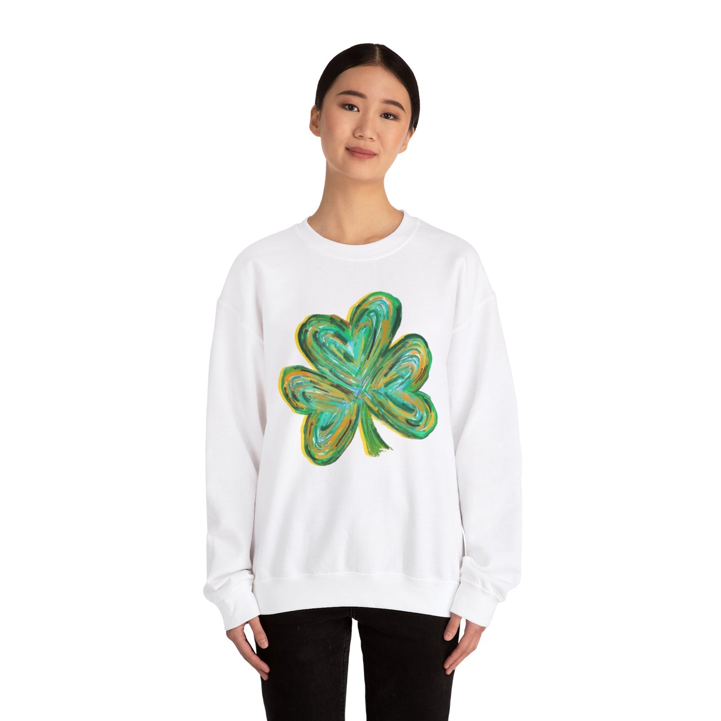 Cute St Patricks Four Leaf Clover Sweatshirt, Watercolor St Patricks ,Gift For St Patricks