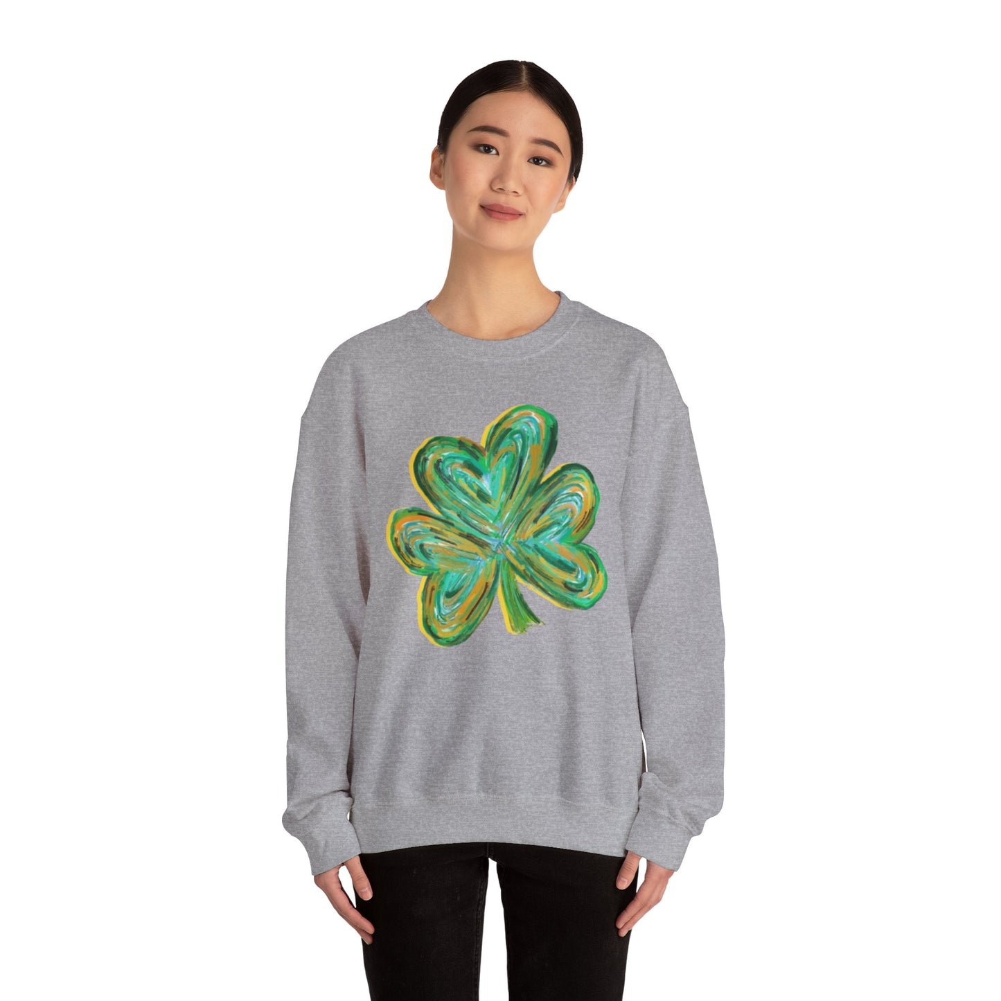 Cute St Patricks Four Leaf Clover Sweatshirt, Watercolor St Patricks ,Gift For St Patricks