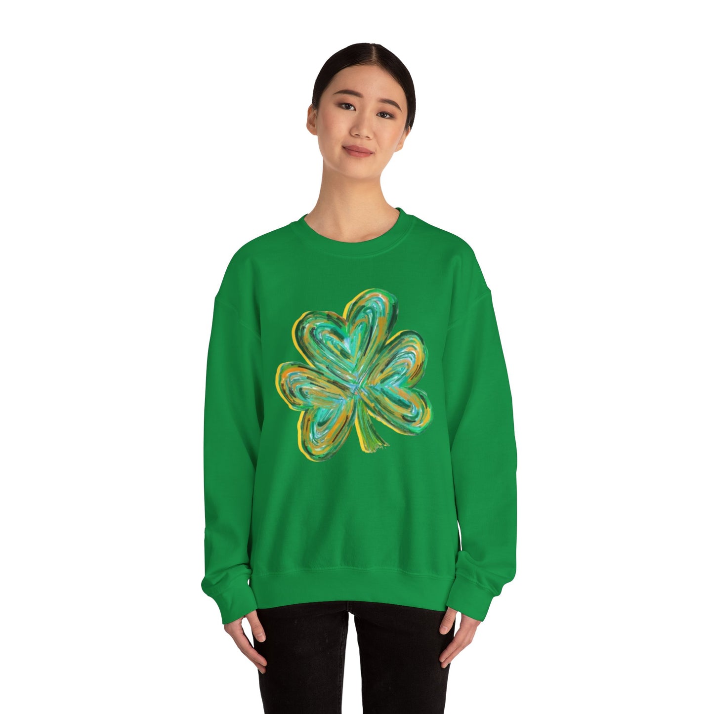 Cute St Patricks Four Leaf Clover Sweatshirt, Watercolor St Patricks ,Gift For St Patricks