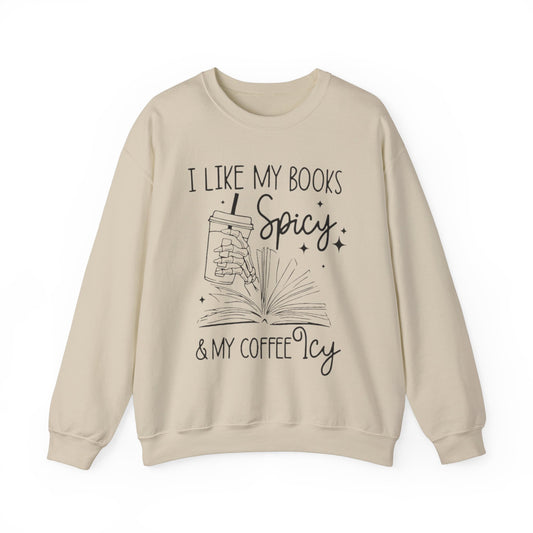 I Like My Books Spicy, My Coffee Icy Sweatshirt, Spicy Books Sweater, Skeleton Hand, Iced Coffee Sweat, Smut Lovers Gift, Book Lover Gift