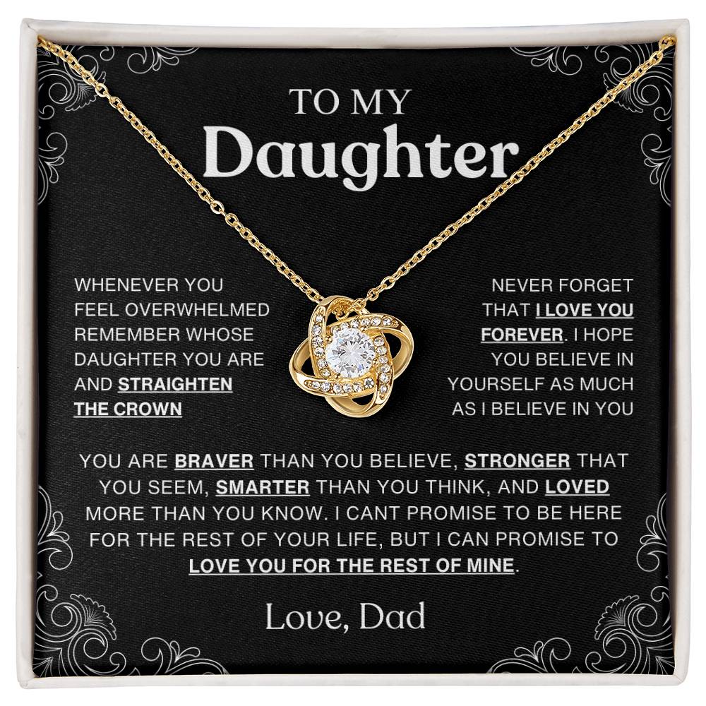 To My Daughter Necklace Gift From Dad, Daughter Gift, Inspirational Strength Gift, Daughter Necklace, Love Knot