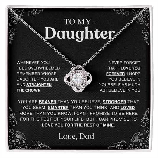 To My Daughter Necklace Gift From Dad, Daughter Gift, Inspirational Strength Gift, Daughter Necklace, Love Knot