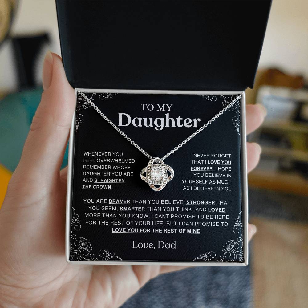 To My Daughter Necklace Gift From Dad, Daughter Gift, Inspirational Strength Gift, Daughter Necklace, Love Knot