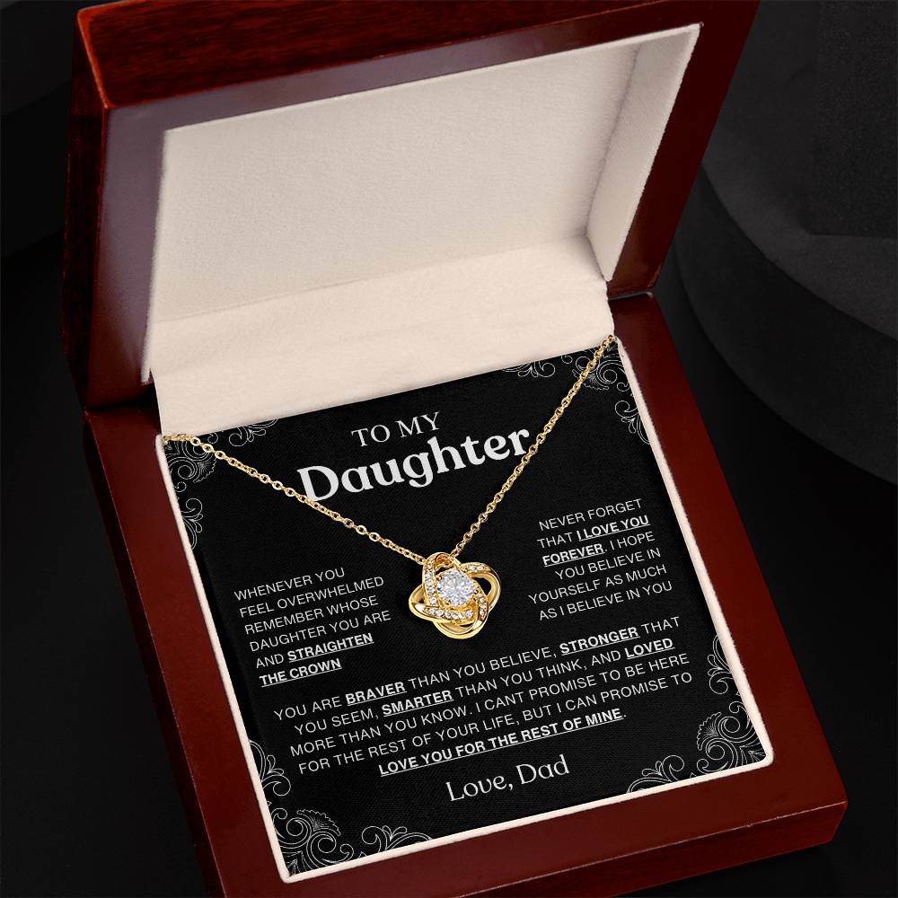 To My Daughter Necklace Gift From Dad, Daughter Gift, Inspirational Strength Gift, Daughter Necklace, Love Knot